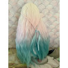 Wig Pullip ondulé tricolore blanche, rose et bleu