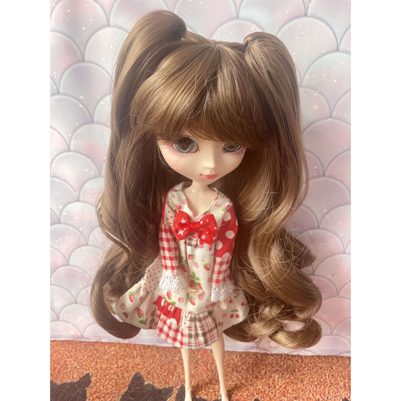 Wig Leeke a couette amovible Maroon bouclé