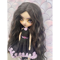 Wig Leeke NaturalBlack ondulé sans frange