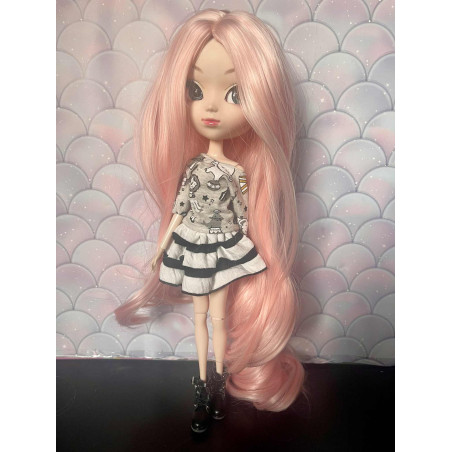 Wig Leeke PeachPink longue sans frange