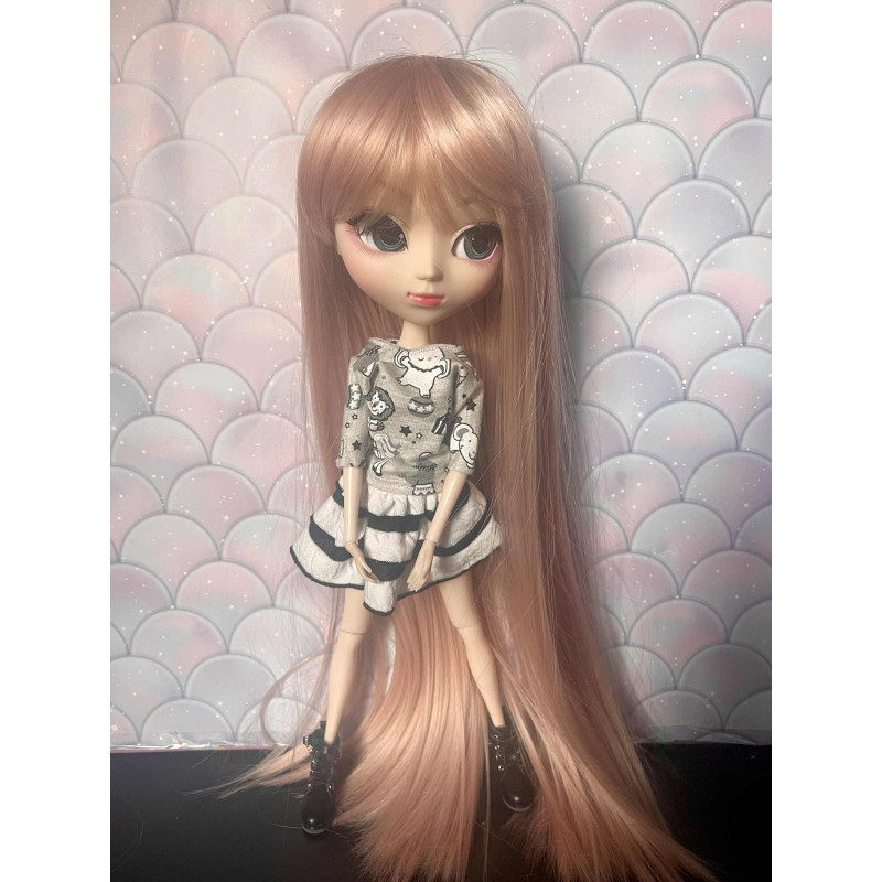 Wig Leeke Pinkcocktail longue lisse à frange