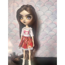 Wig Leeke ChocoBrown longue  à frange