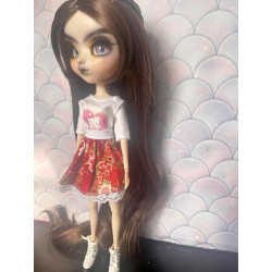 Wig Leeke ChocoBrown longue  à frange