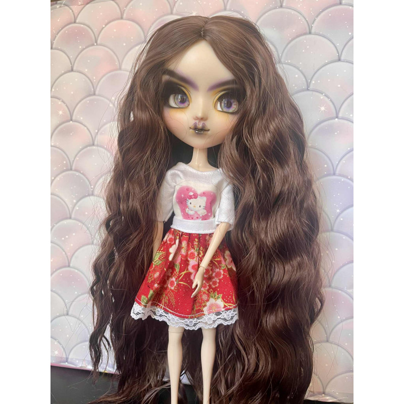 Wig Leeke ChocoBrown ondulé sans frange