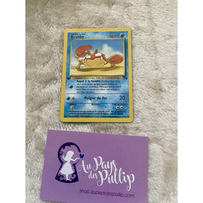 Carte Pokémon Krabby 51/62 - Fossile Edition 1