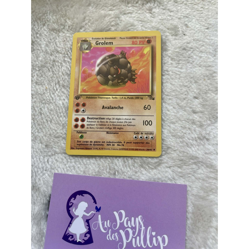 Carte Pokémon Grolem 36/62 - Fossile Edition 1